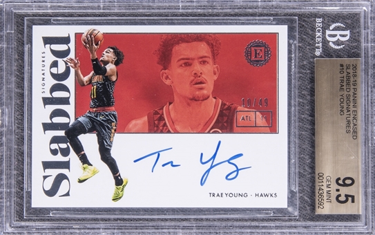2018-19 Panini Encased #10 Trae Young Slabbed Signatures Rookie Card (#10/49) - BGS GEM MINT 9.5/10 AUTO
